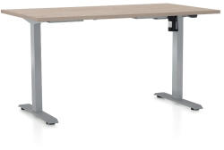 Rauman Masa inaltime reglabila OfficeTech A, 140 x 80 cm, bază gri, stejar
