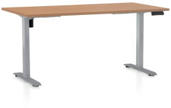 Rauman Masa inaltime reglabila OfficeTech B, 160 x 80 cm, bază gri, fag