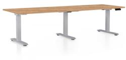 Rauman Masă înălțime reglabilă OfficeTech Long, 240 x 80 cm, picioare gri, stejar kraft