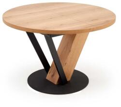 Halmar Masă de bucătărie Medina - rotund, 120-160 x 120 cm, stejar / negru (V-CH-FANIS_OKRAGLY-ST)