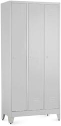 Rauman Dulap metalic - 3 compartimente, 90 x 50 x 191, 5 cm, picioare reglabile, încuietoare cilindrică, gri deschis - ral 7035