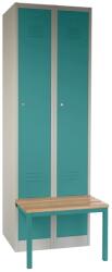 Rauman Dulap metalic cu bancheta, 60 x 85 x 185 cm, plinta, inchidere cilindrica, verde - ral 6033