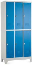 Rauman Dulap metalic - 6 cutii, 90 x 45 x 195 cm, picioare fixe, încuietoare pentru lacăt, albastru - ral 5012