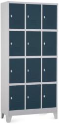 Rauman Dulap metalic - 12 cutii, 90 x 40 x 195 cm, picioare fixe, încuietoare pentru lacăt, antracit - ral 7016