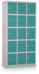 Rauman Dulap metalic - 15 cutii, 90 x 40 x 185 cm, blocare, verde - ral 6033