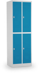 Rauman Dulap vestiar metalic - 4 cutii, 60 x 45 x 185 cm, încuietoare pentru lacăt, albastru - ral 5012