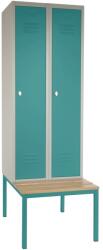 Rauman Dulap metalic cu bancheta, 60 x 85 x 185 cm, blocare, verde - ral 6033