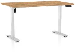 Rauman Masă înălțime reglabilă OfficeTech B, 140 x 80 cm, picioare albe, stejar auriu