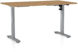 Rauman Masă înălțime reglabilă OfficeTech A, 140 x 80 cm, picioare gri, stejar piatra