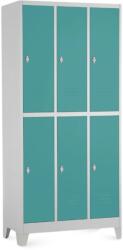 Rauman Dulap metalic - 6 cutii, 90 x 45 x 195 cm, picioare fixe, încuietoare pentru lacăt, verde - ral 6033