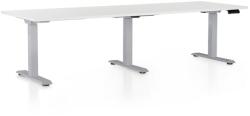 Rauman Masa inaltime reglabila OfficeTech Long, 240 x 80 cm, bază gri, alb