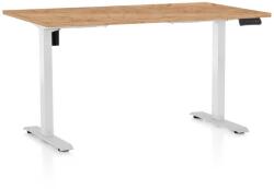 Rauman Masă înălțime reglabilă OfficeTech B, 140 x 80 cm, picioare albe, stejar kraft