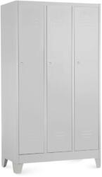 Rauman Dulap metalic - 3 compartimente, 90 x 50 x 160 cm, picioare fixe, încuietoare cilindrică, gri deschis - ral 7035