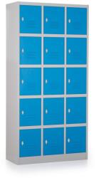 Rauman Dulap metalic - 15 cutii, 90 x 40 x 185 cm, blocare, albastru - ral 5012