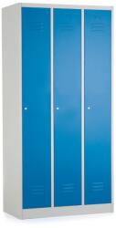 Rauman Dulap metalic - 3 compartimente, 90 x 50 x 180 cm, incuietoare cu cilindru, albastru - ral 5012 (3B1A-2)