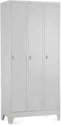 Rauman Dulap metalic - 3 compartimente, 90 x 50 x 190 cm, picioare fixe, încuietoare pentru lacăt, gri deschis - ral 7035