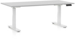 Rauman Masa inaltime reglabila OfficeTech D, 160 x 80 cm, bază albă, gri deschis