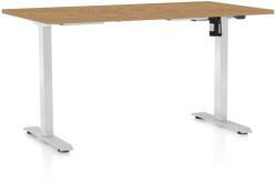 Rauman Masă înălțime reglabilă OfficeTech A, 140 x 80 cm, picioare albe, stejar piatra