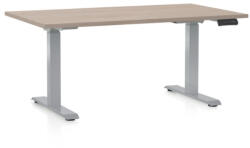 Rauman Masa inaltime reglabila OfficeTech D, 140 x 80 cm, bază gri, stejar