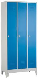 Rauman Dulap metalic - 3 compartimente, 90 x 50 x 191, 5 cm, picioare reglabile, încuietoare pentru lacăt, albastru - ral 5012