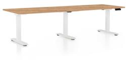 Rauman Masă înălțime reglabilă OfficeTech Long, 240 x 80 cm, picioare albe, stejar kraft