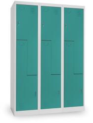 Rauman Dulap metalic Z, 3 compartimente, 120 x 50 x 180 cm, inchidere cilindrica, verde - ral 6033