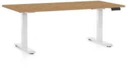 Rauman Masă înălțime reglabilă OfficeTech C, 160 x 80 cm, picioare albe, stejar piatra