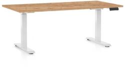 Rauman Masă înălțime reglabilă OfficeTech C, 160 x 80 cm, picioare albe, stejar kraft