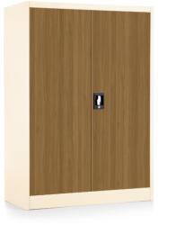 Rauman Dulap metalic universal mediu cu imitație de lemn, 90 x 40 x 120 cm, încuietoare cu cilindru, nuc / ral 9003 (C01-D; W-2; RAL9003) Dulap arhivare