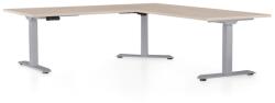 Rauman Masa inaltime reglabila OfficeTech Angle, 180 x 200 cm, bază gri, stejar