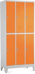 Rauman Dulap metalic - 6 cutii, 90 x 45 x 196, 5 cm, picioare reglabile, încuietoare pentru lacăt, portocaliu - ral 2004