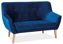 SIGNAL MEBLE Canapea Nordic II Velvet, albastru / lemn natural (NORDIC2V86) Canapea