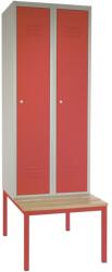 Rauman Dulap metalic cu bancheta, 60 x 85 x 185 cm, incuietoare cu cilindru, rosu - RAL 3000 (2B1A-B-2)