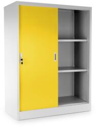 Rauman Dulap metalic universal mediu cu uși glisante 90 x 40 x 120 cm, încuietoare cilindrică, galben - ral 1023 Dulap arhivare