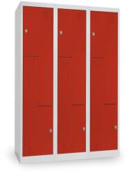 Rauman Dulap metalic Z, 3 compartimente, 120 x 50 x 180 cm, blocare roșu - ral 3000