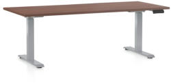 Rauman Masa inaltime reglabila OfficeTech D, 180 x 80 cm, bază gri, nuca
