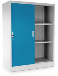 Rauman Dulap metalic universal mediu cu uși glisante 90 x 40 x 120 cm, încuietoare cilindrică, albastru - ral 5012 Dulap arhivare