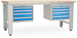 Rauman Masa atelier Stejar masiv-44, 210 cm, 2 cutii suspendate, stejar