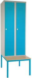 Rauman Dulap metalic cu bancheta, 60 x 85 x 185 cm, blocare, albastru - RAL 5012