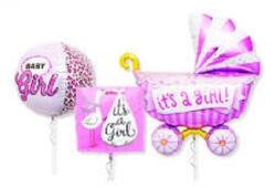 Northstar Balloons Baby girl trio - babváró lufi szett, lány, 3 db-os