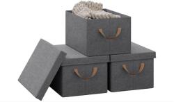  Összecsukható tárolódoboz szett, 3 db, szürke