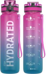  Színátmenetes, Feliratos Kulacs Szivárgásmentes Kupakkal - 1000 ml - Pink/Kék (200202230)