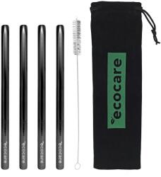 Ecocare Maxi Környezetbarát fém szívószál, fekete, 21, 5×1, 2 cm, 4 db
