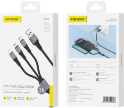 FONENG kábel X112 3in1 3A 1.2M Fekete