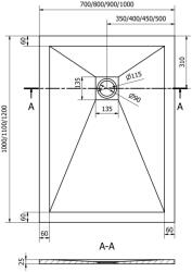 Mexen Stone+ SMC zuhanytálca 100 x 70 cm, fekete , takaró fekete - 44707010-B Kompozit zuhanytálca Kompozit zuhanytálca (5905315223715)