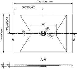 Mexen Toro SMC zuhanytálca 110 x 90 cm, fehér , takaró fekete - 43109011-B Kompozit zuhanytálca Kompozit zuhanytálca (5905315227652)