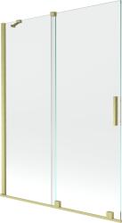 Mexen Velar Kádparaván 2 részes csúszó 130 x 150 cm, átlátszó nano, arany s csiszolt- 896-130-000-01-55 Kádparaván (5905315221148)