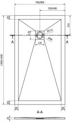 Mexen Stone+ SMC zuhanytálca 130 x 80 cm, fehér , takaró arany - 44108013-G Kompozit zuhanytálca Kompozit zuhanytálca (5905315222787)