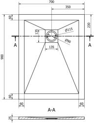 Mexen Stone+ SMC zuhanytálca 90 x 70 cm, fehér , takaró fehér - 44107090-W Kompozit zuhanytálca Kompozit zuhanytálca (5905315222305)