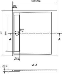 Mexen Amon SMC zuhanytálca 100 x 90 cm, fekete - 4F709010 Kompozit zuhanytálca Kompozit zuhanytálca (5905315073655)